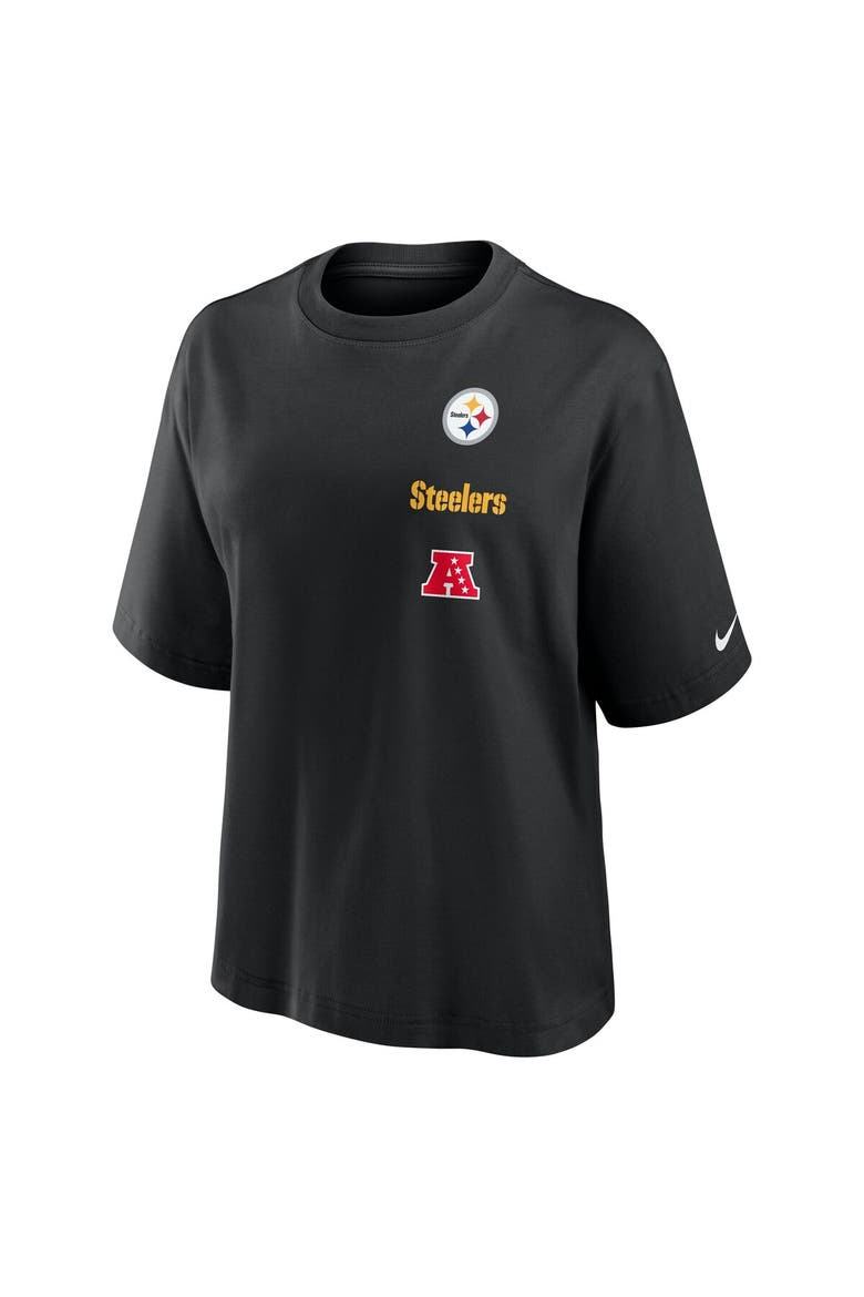 Women's Nike Black Pittsburgh Steelers Primetime Premium Essential Loose Fit Boxy T-Shirt, Alternate, color, Black