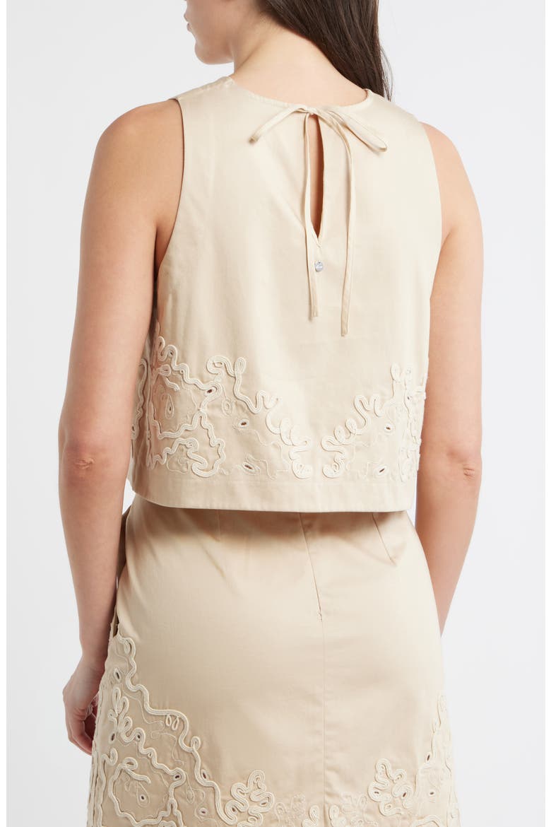 Sleeveless Embroidered Cotton Top, Alternate, color, SOFT SAND