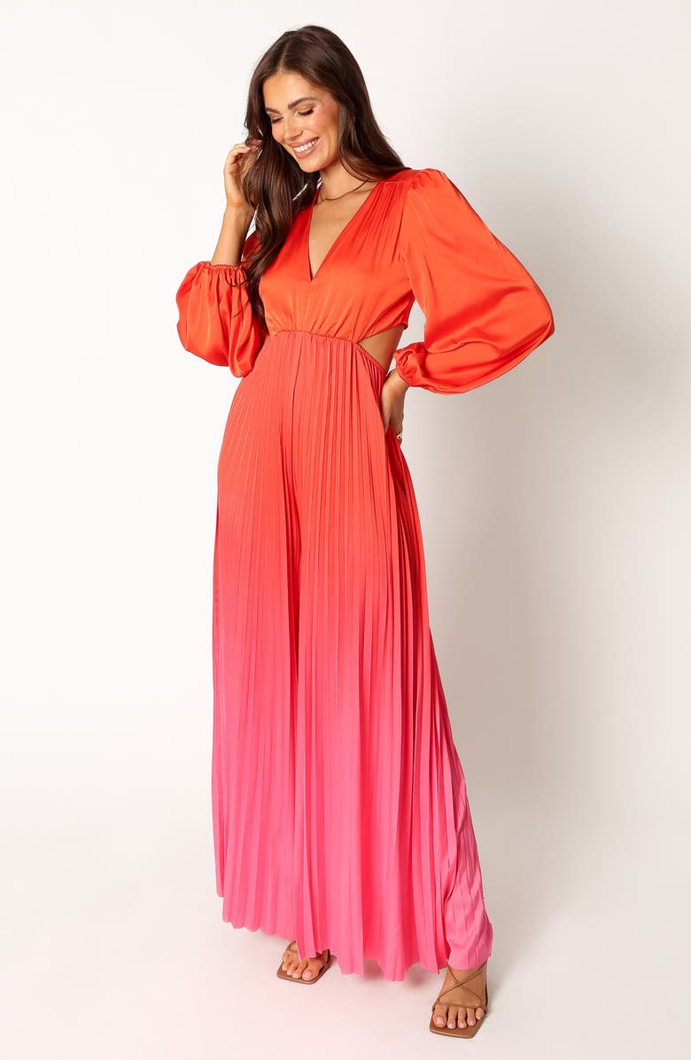 Petal & Pup Krista Long Sleeve Gradient Wide Leg Jumpsuit, Alternate, color, Red