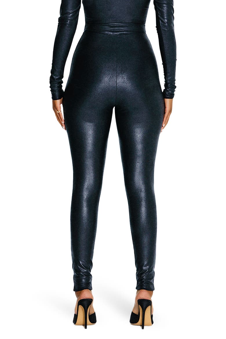 Drip on Drip Faux Leather Leggings, Alternate, color, BLACK