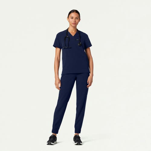 Jaanuu 3-pocket Classic Notched V-neck Scrub Top In Blue
