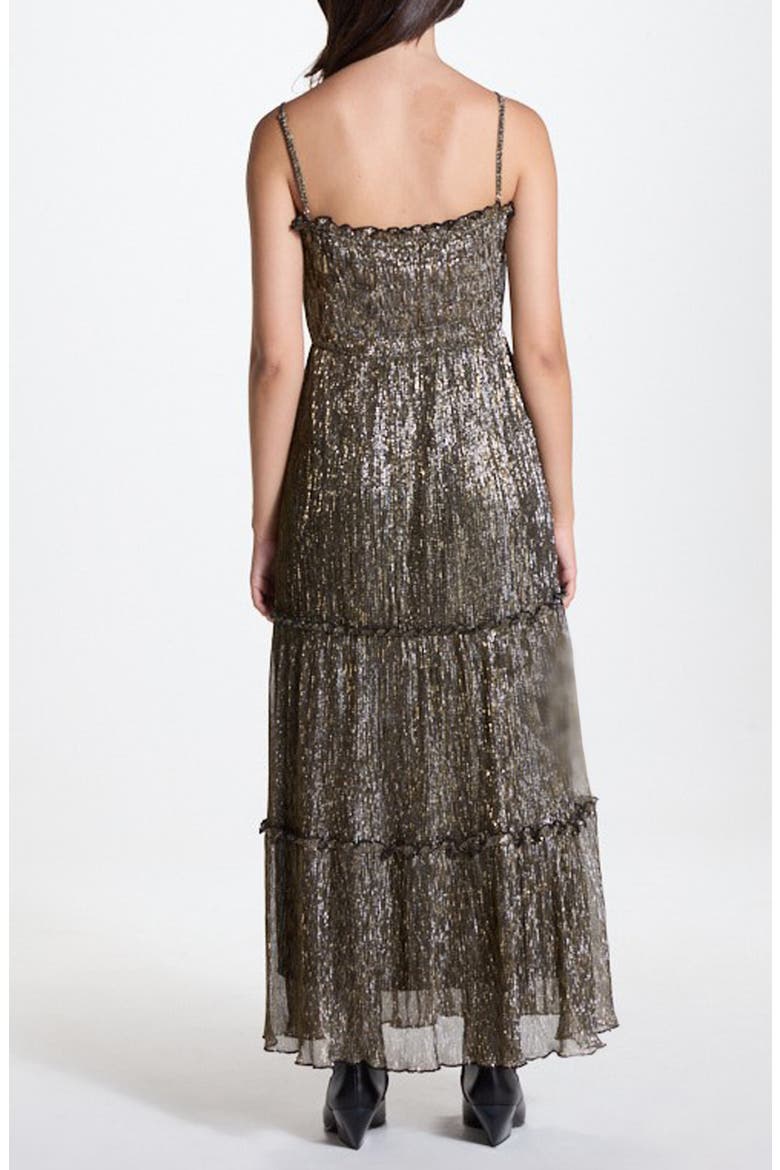 Metallic Tiered Maxi Dress, Alternate, color, BLACK