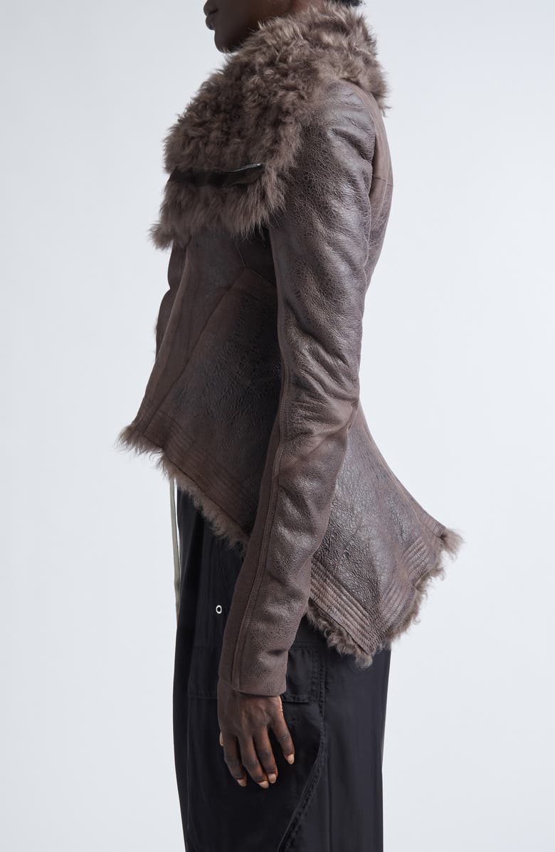 Rick Owens Sphinx Naska Genuine Shearling Moto Jacket, Alternate, color, Dark Dust