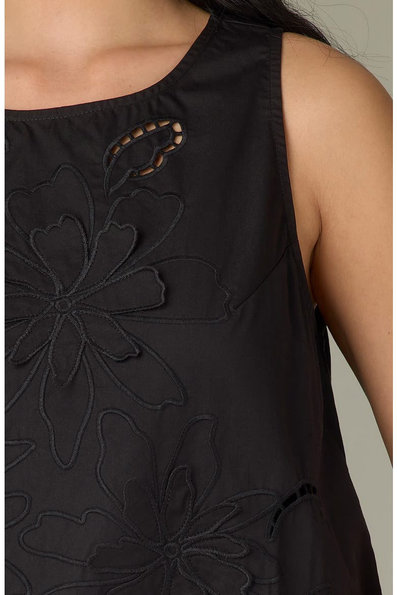 Die Cut Embroidered Sleeveless Top, Alternate, color, BLACK