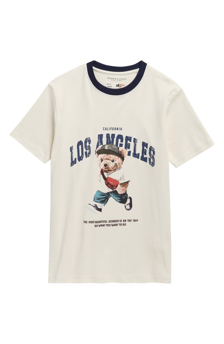 DENIM AND FLOWER Kids' Los Angeles Cotton Graphic T-Shirt, Main, color, Cream
