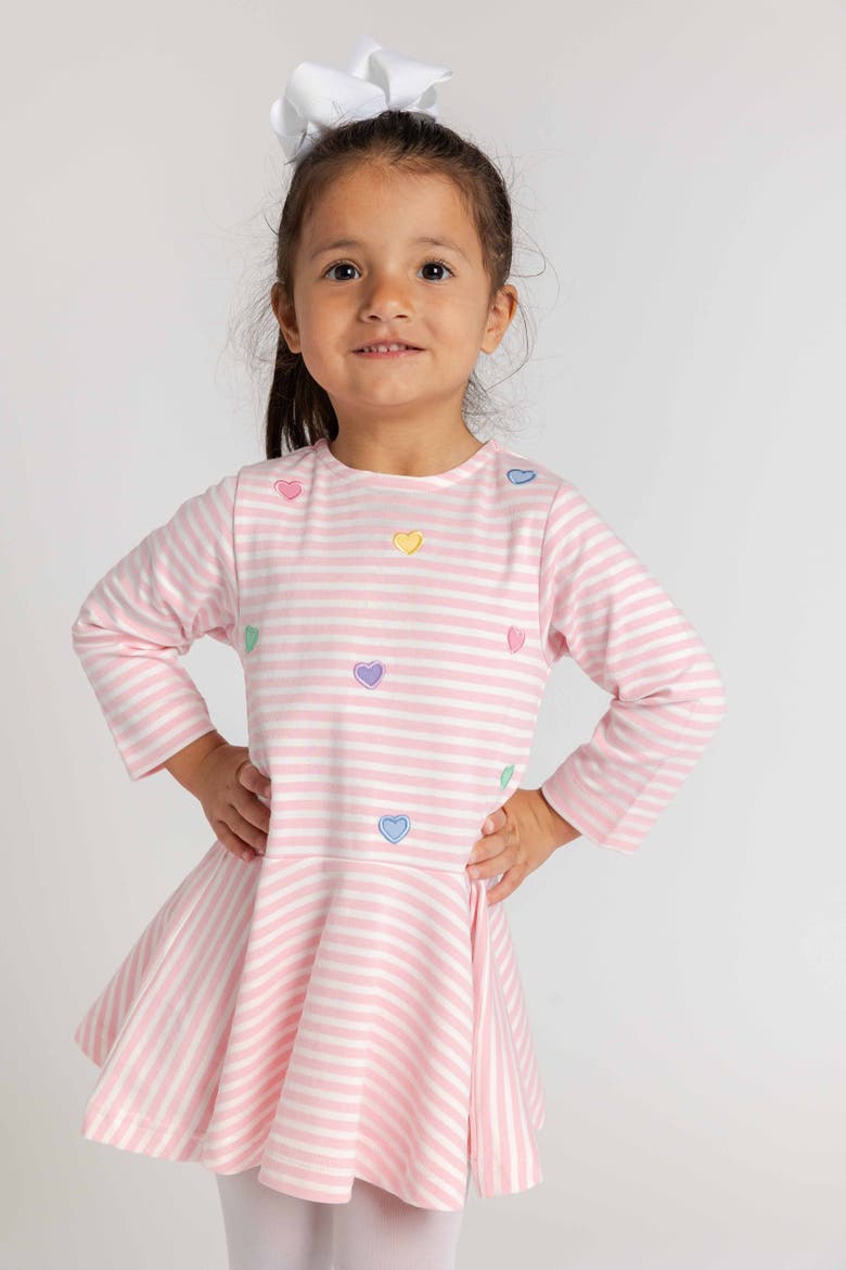 Stripe Knit Dress with Hearts, Alternate, color, Pink & White Stripe