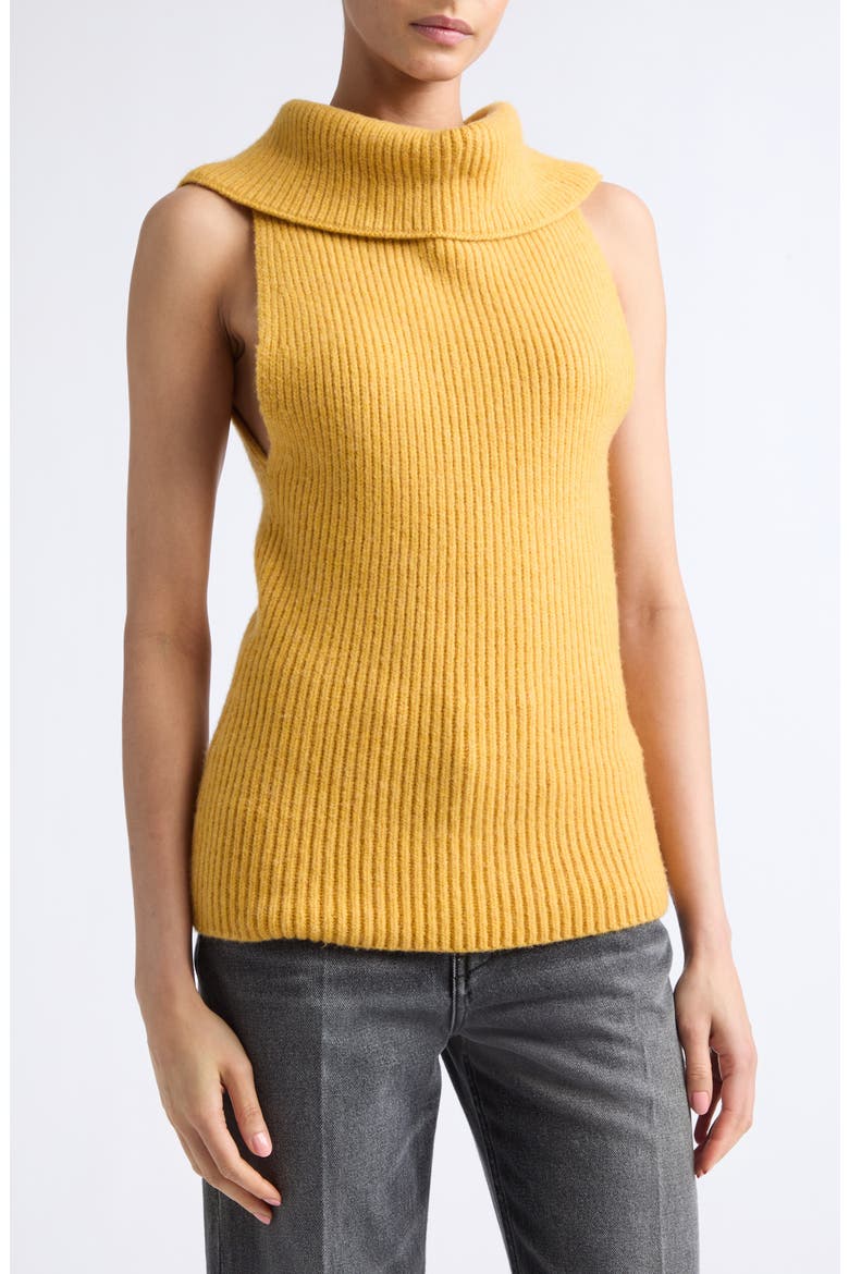 Isla Wool Ribbed Turtleneck Tank, Alternate, color, SUNGOLD
