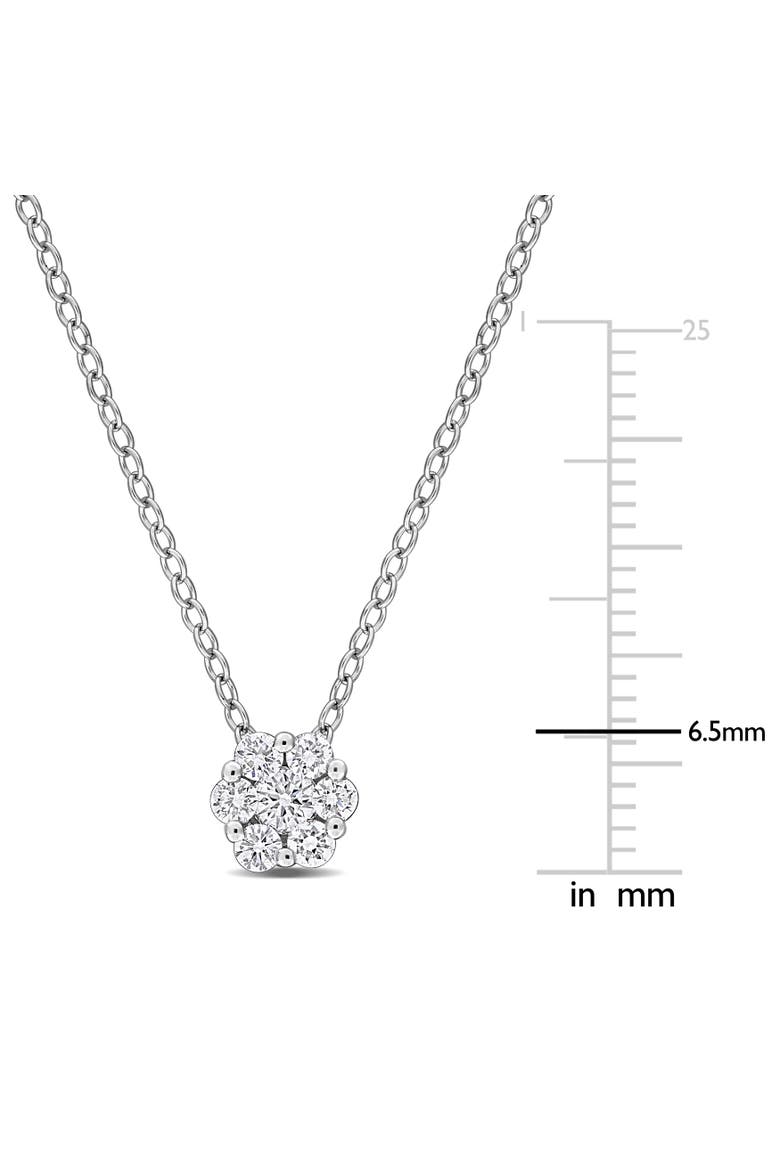 Lab-Grown Diamond Floral Cluster Necklace Silver, Alternate, color, Sterling silver