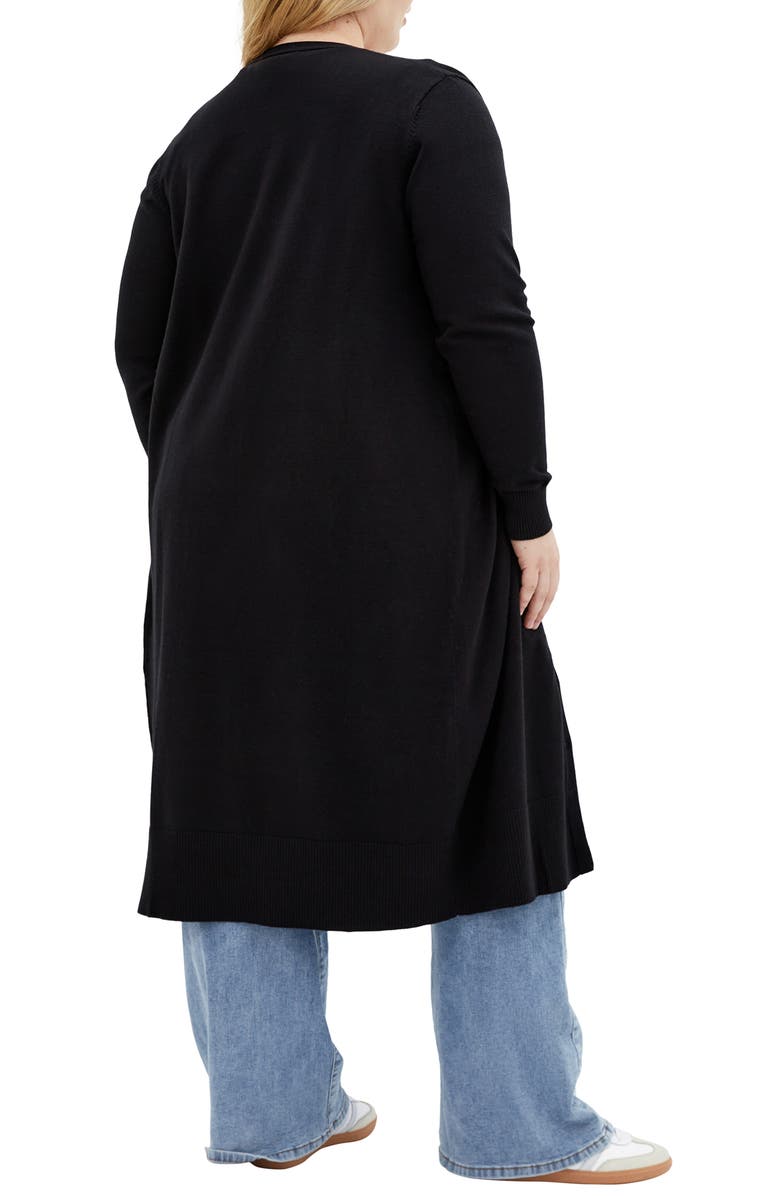 City Chic Josie Longline V-Neck Cardigan, Alternate, color, Black