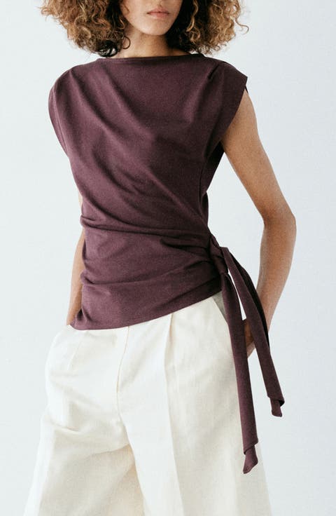 Asymmetric Side Tie Sleeveless Top