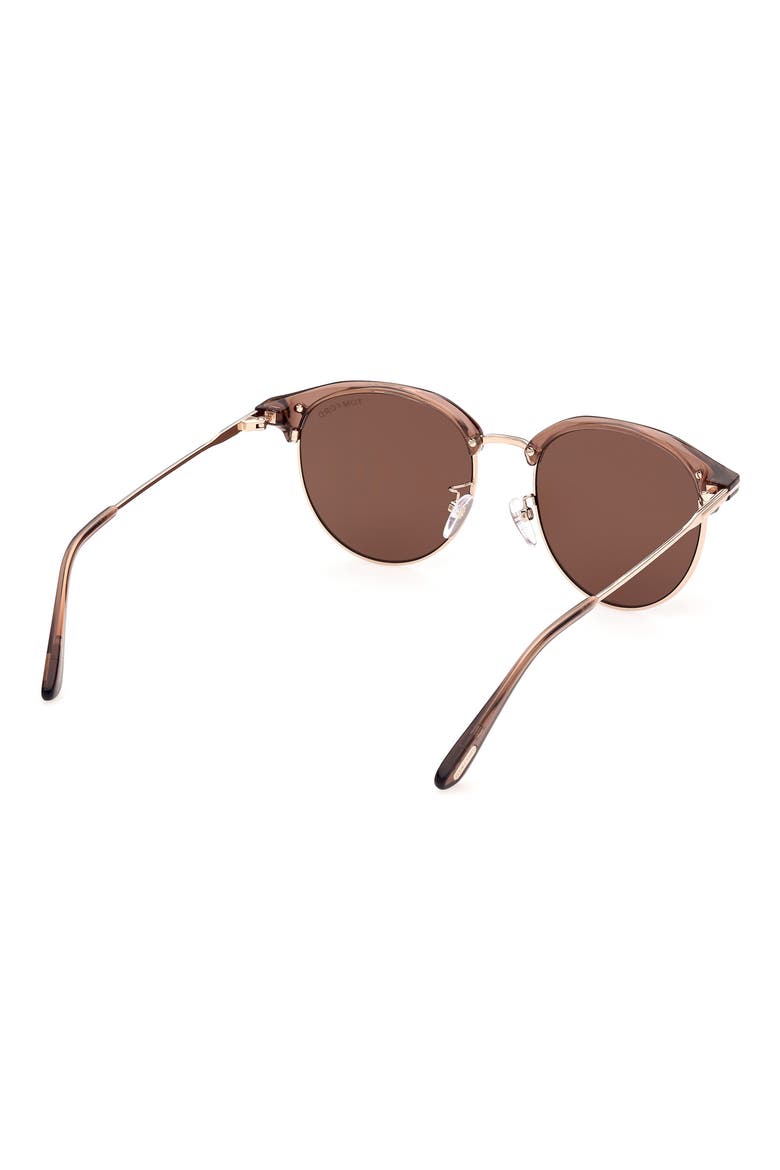 55mm Gradient Round Sunglasses, Alternate, color, SHINY LIGHT BROWN / BROWN