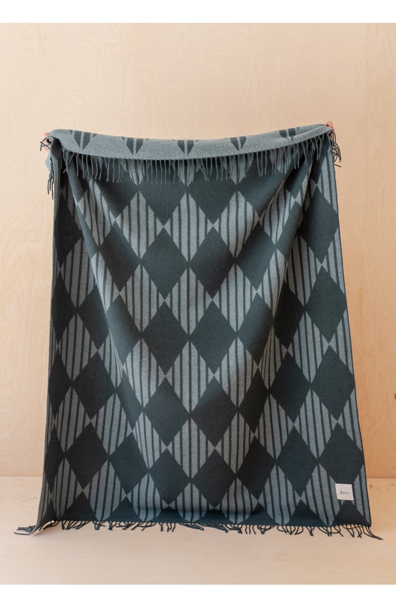 TBCo Lambswool Jaquard Throw Blanket, Alternate, color, Green Stripe Harlequin