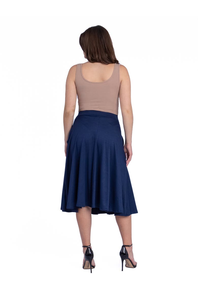 Elastic Waist Pleated Pocket Midi Skirt, Alternate, color, Navy