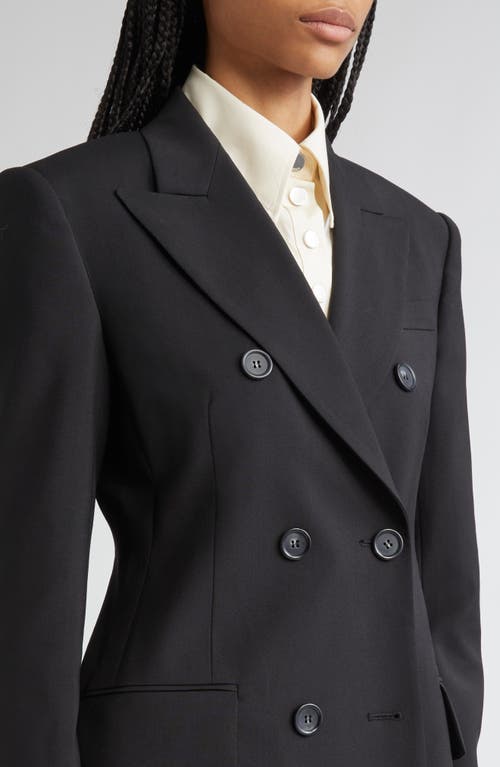 Sportmax Adamo Double Breasted Tailored Virgin Wool Blazer In Black