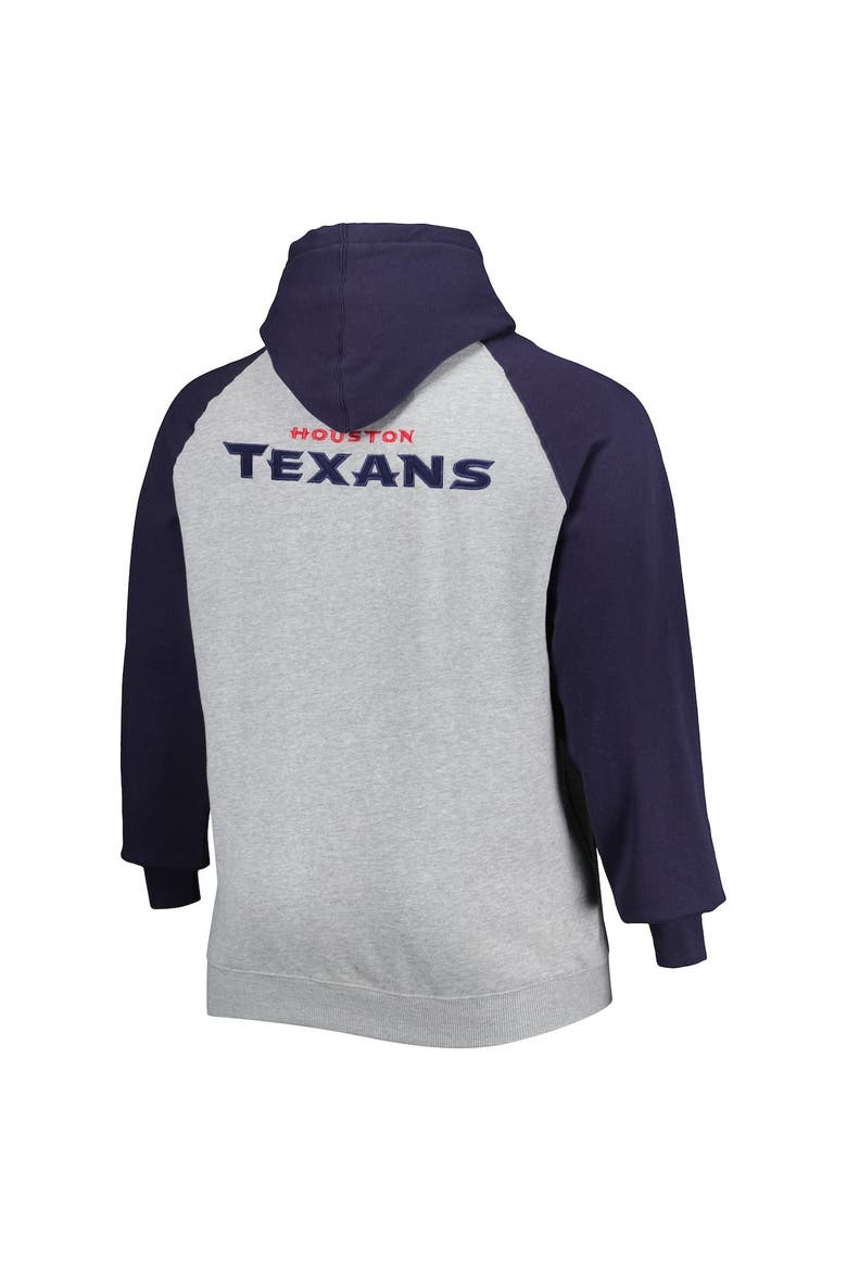 Men's Heather Gray Houston Texans Big & Tall Fleece Raglan Full-Zip Hoodie Jacket, Alternate, color, Heather Gray
