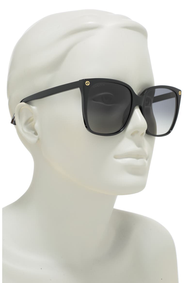 57mm Cat Eye Sunglasses, Alternate, color, BLACK BLACK GREY