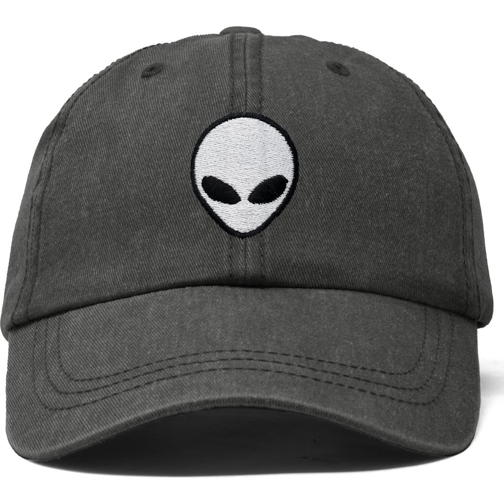 Dalix Alien Embroidered Classic Dad Cap In Washed Gray
