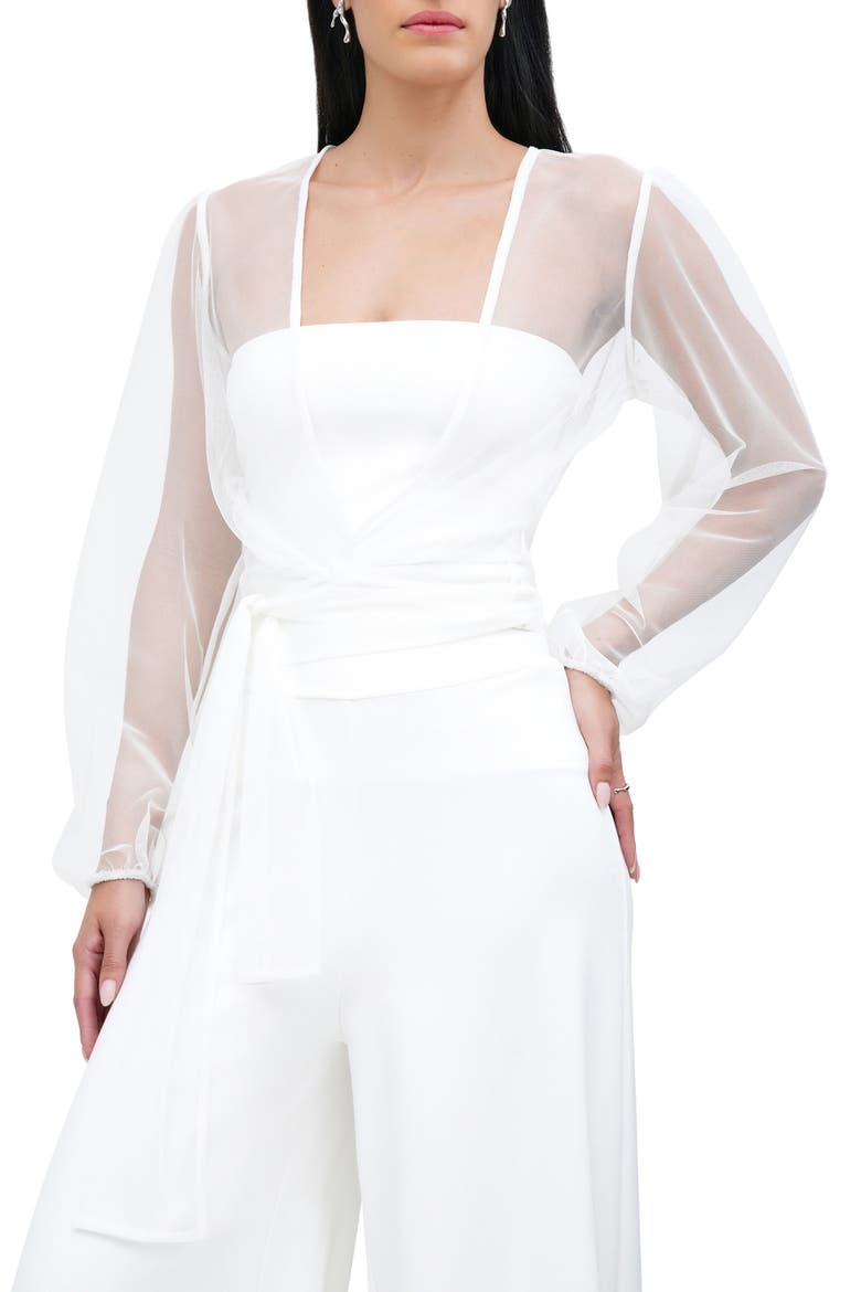 Verona Sheer Mesh Wrap Bolero, Main, color, OFF WHITE