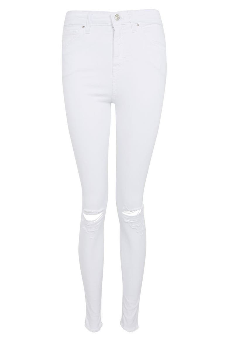 Jamie High Waist Ripped Jeans, Alternate, color, WHITE