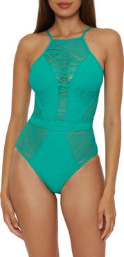 Becca Colorplay Lace Overlay One-Piece Swimsuit