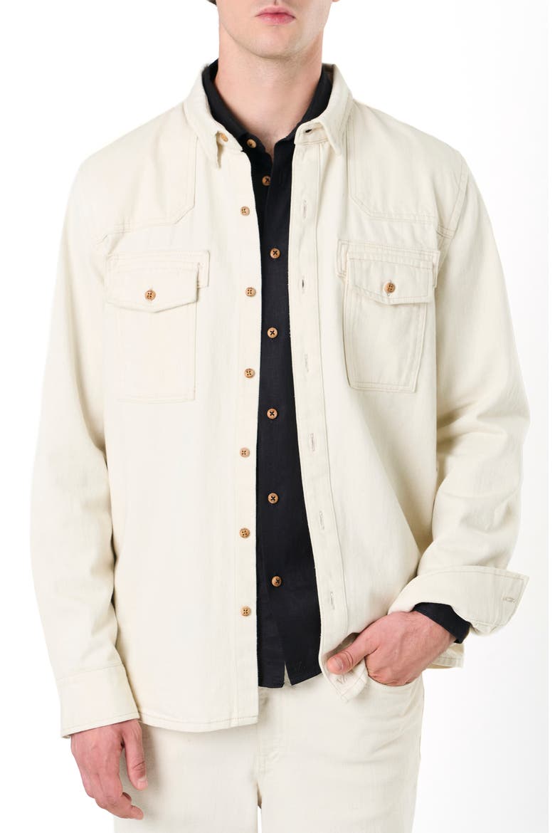 Elon Long-Sleeve Semi-Fitted Overshirt, Main, color, White