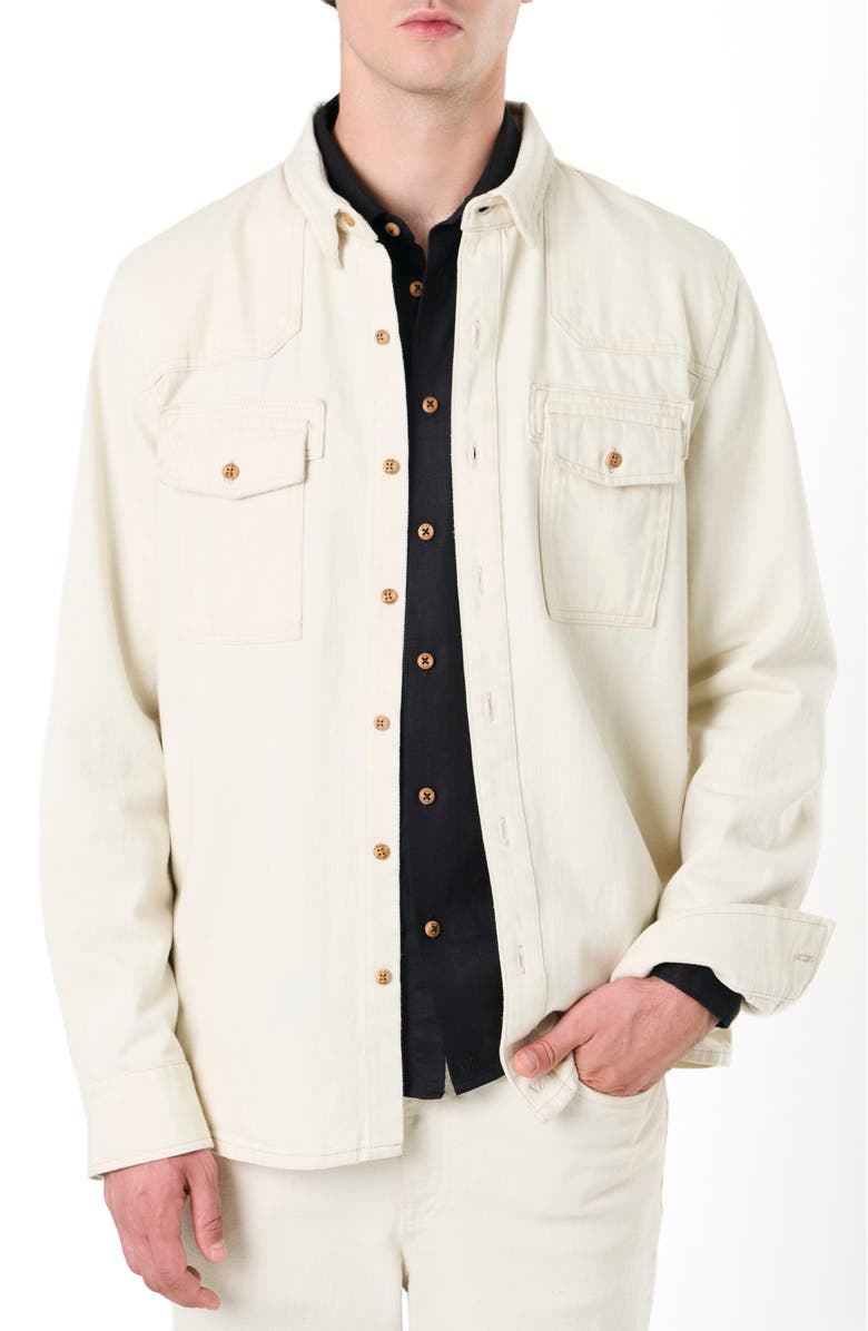 Velez Elon Semi-Fitted Long Sleeve Overshirt, Main, color, White