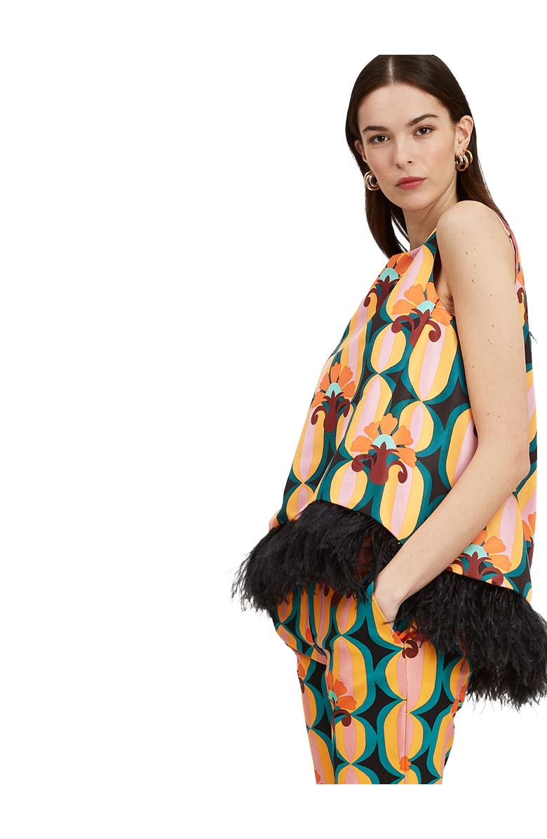 La DoubleJ La Scala Top With Feathers Arcturus Blue Petrol, Main, color,