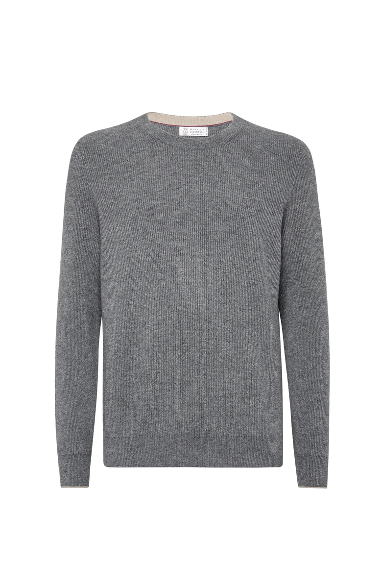 Brunello Cucinelli English Rib knit sweater, Main, color, Dark Grey