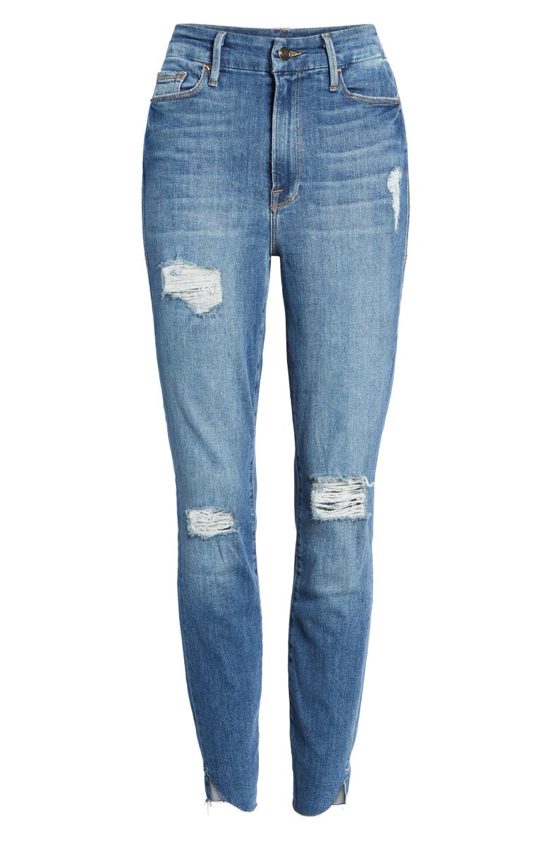 Good American Good Waist Cascade Hem Skinny Jeans, Alternate, color, 