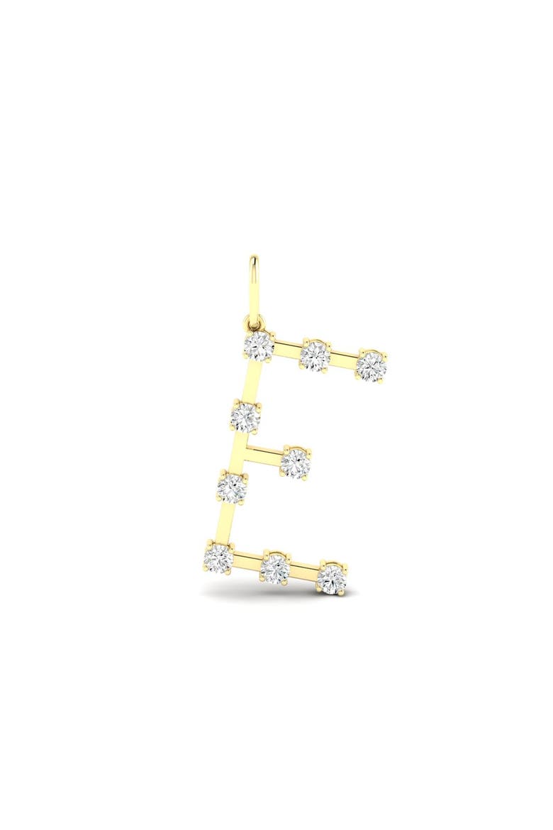 Orbit Letter "E" Lab Diamond Charm in 14K, Main, color, Yellow Gold