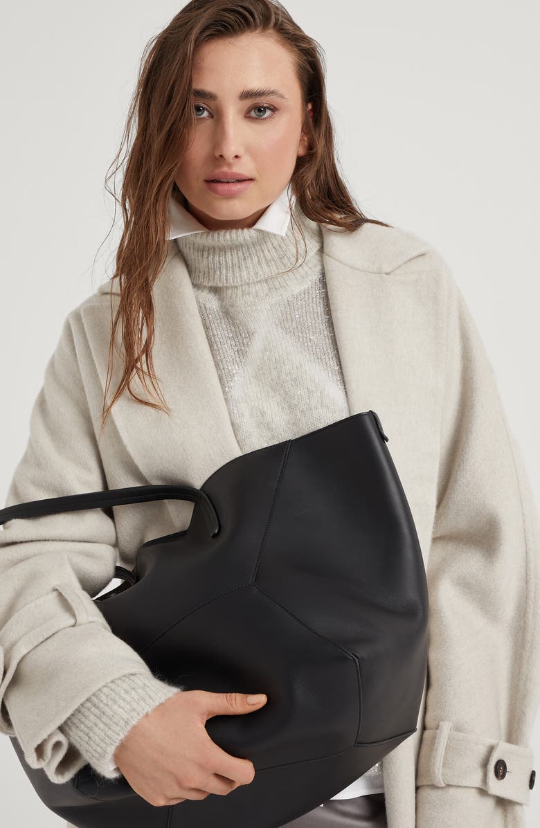 Brunello Cucinelli Calfskin shopper bag, Alternate, color,