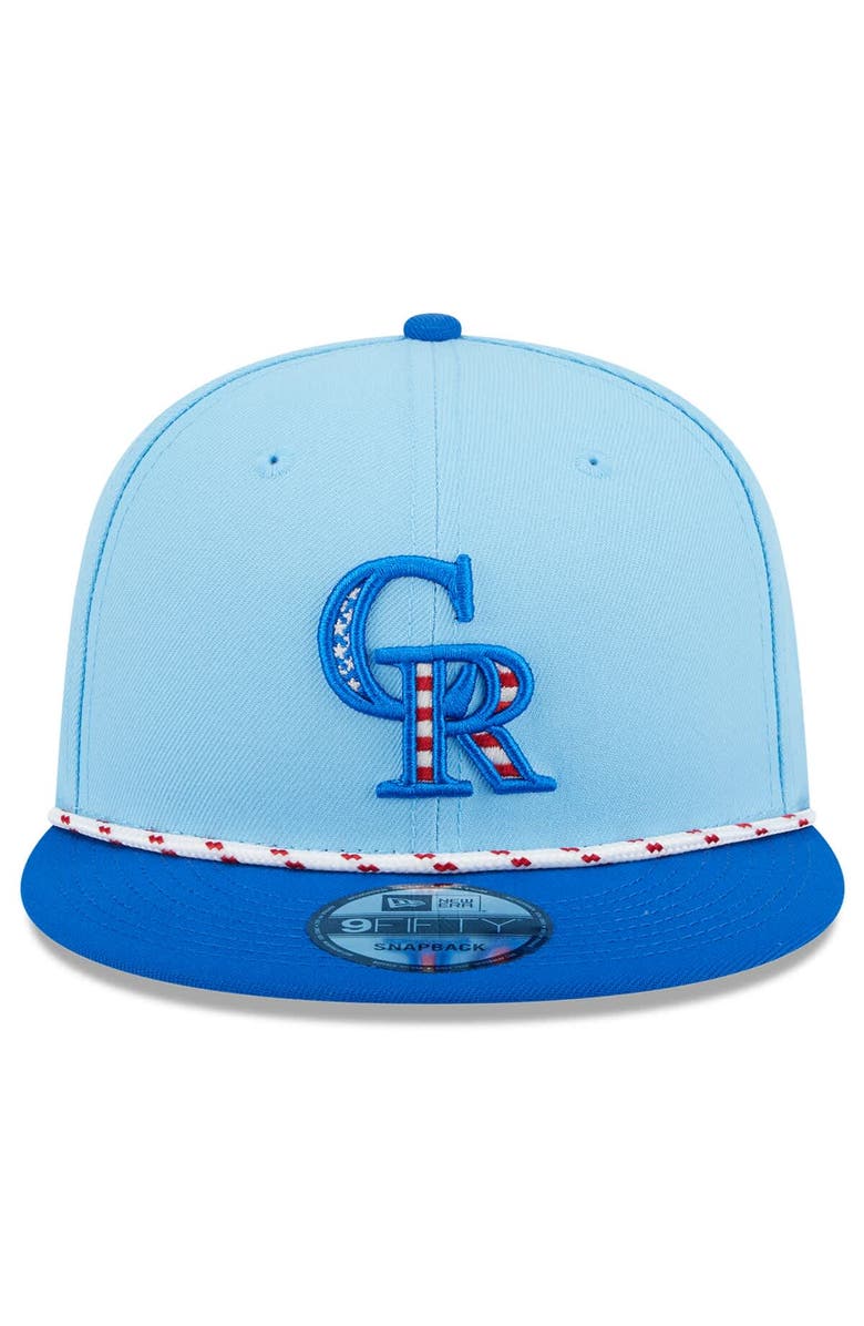 New Era Men's New Era Light Blue/Blue Colorado Rockies 2025 Fourth of July 9FIFTY Snapback Hat, Alternate, color,