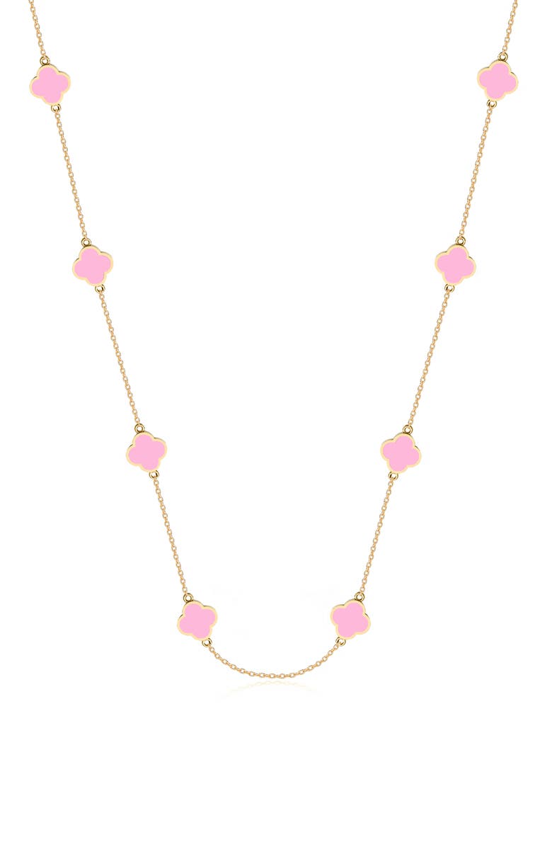 GABI RIELLE Clover Station Necklace, Main, color, Gold/ Pink