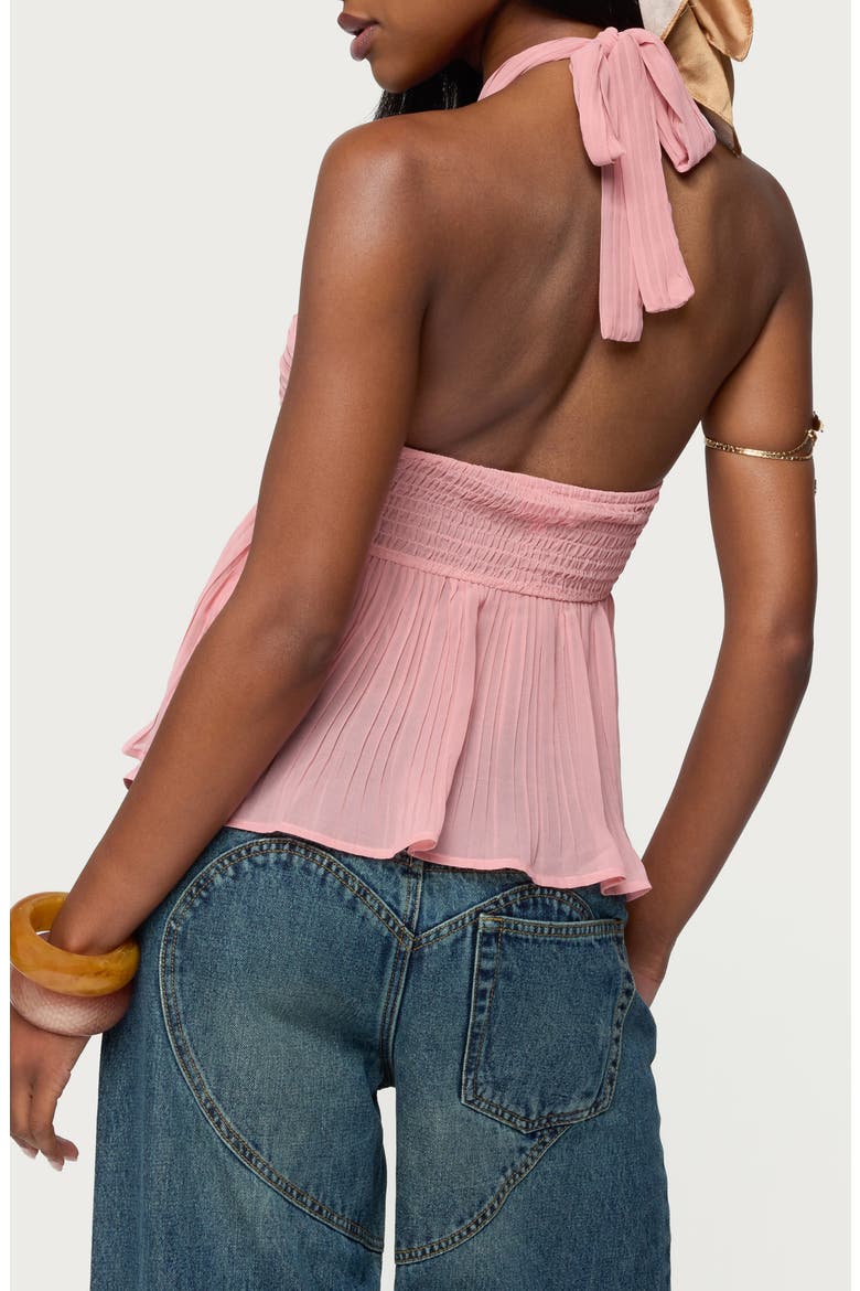 Pleated Chiffon Halter Top, Alternate, color, PINK