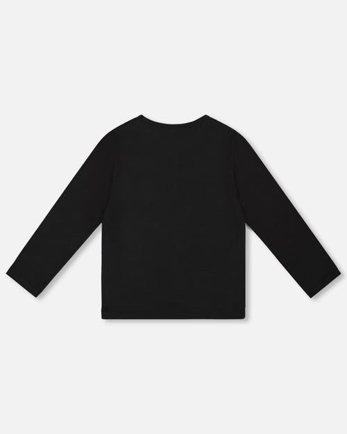 Deux Par Deux Organic Cotton Long Sleeve T-shirt With Heart In Black