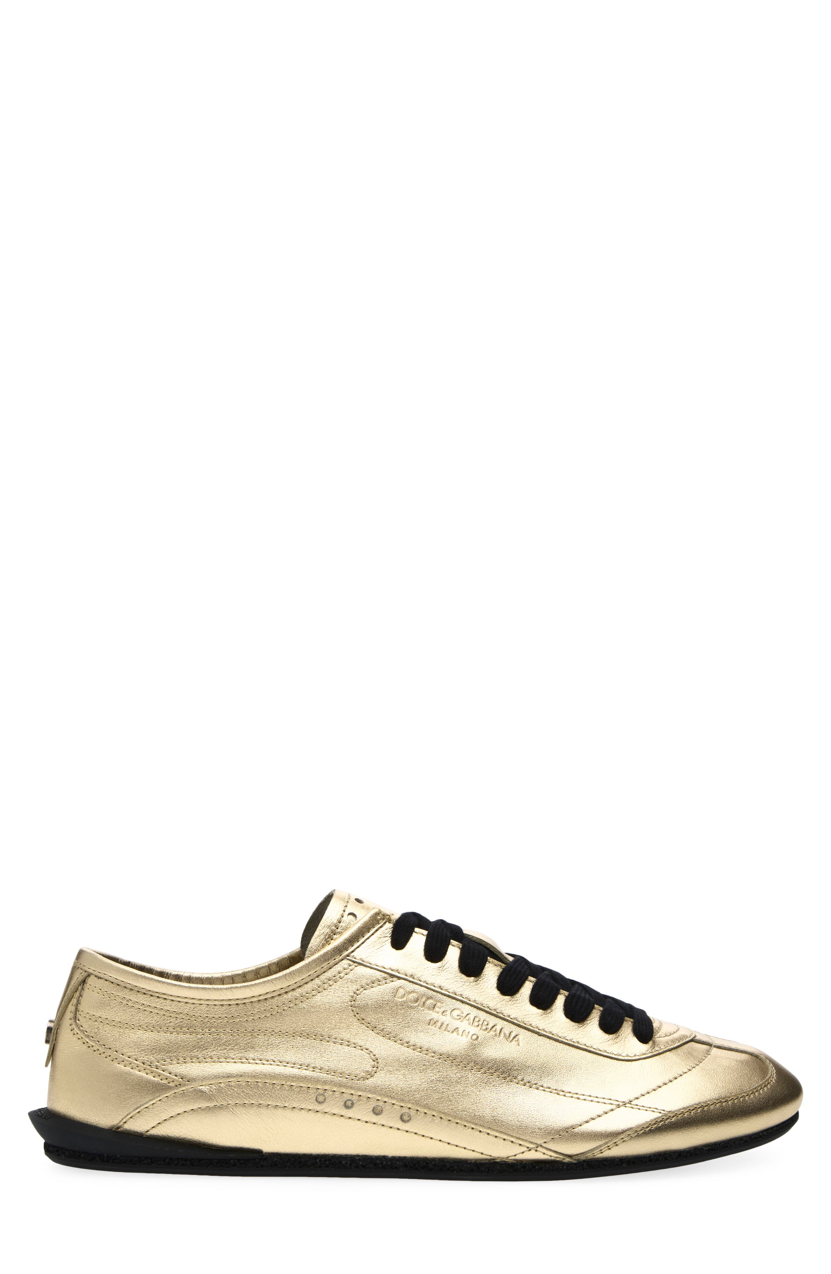Leather Sneaker, Alternate, color, ORO BRILLANTE