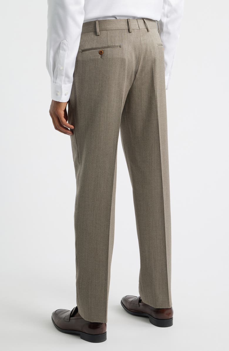 Zanella Parker Flat Front Wool Dress Pants, Alternate, color, Khaki