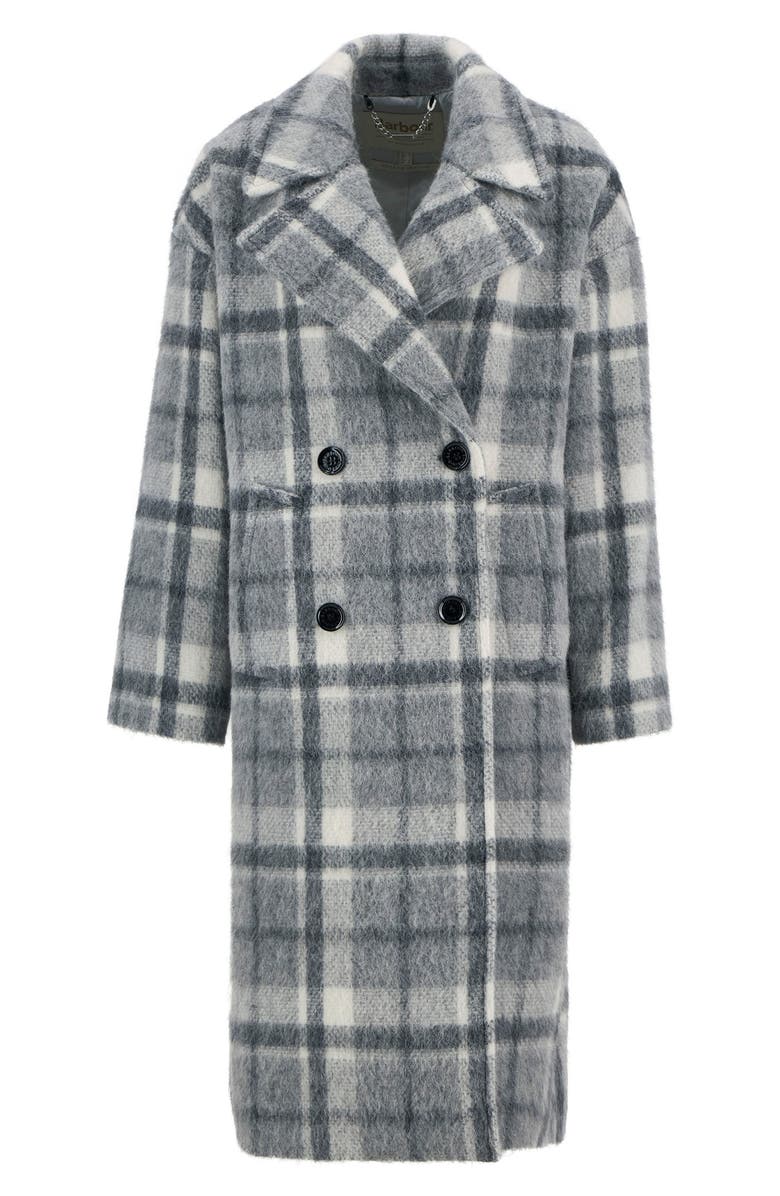 Barbour Fenella Tartan Double Breasted Long Coat, Alternate, color, Soft Grey Check/ Onyx Tartan