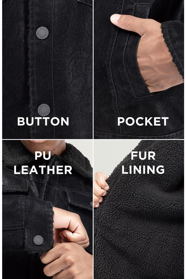 Faux Shearling Lined Trucker Jacket, Alternate, color, BLACK
