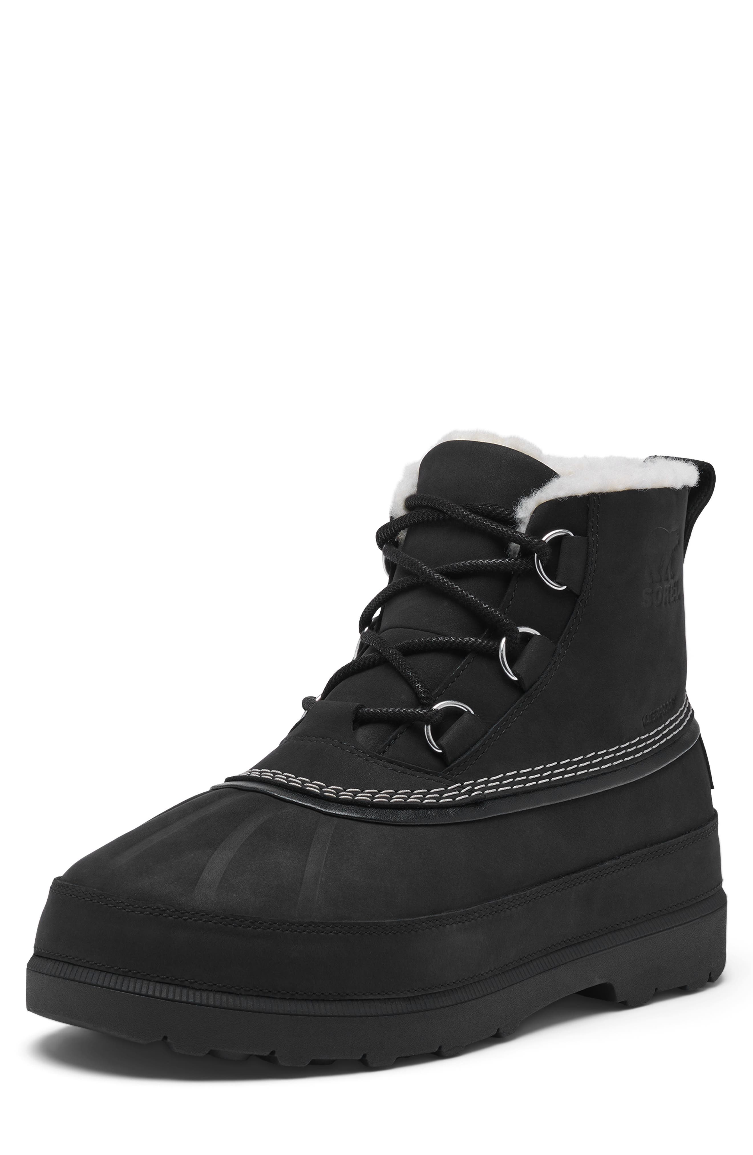 Ambler Fireside Faux Shearling Lined Chukka Waterproof Leather Boot, Alternate, color, BLACK/ DARK STONE
