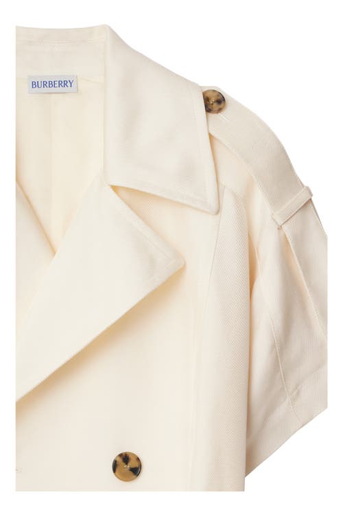 Burberry Waist Belted Short Sleeves Epaulettes Lapels In Pelican