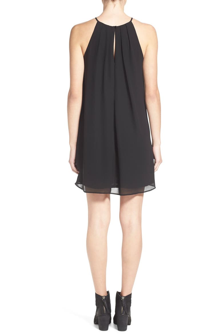 Pleat Detail Chiffon Trapeze Dress, Alternate, color, BLACK