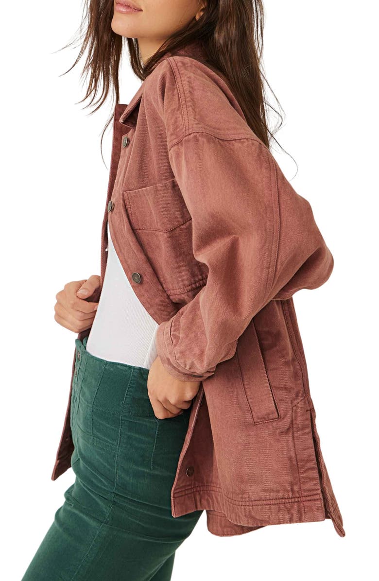 Free People Madison City Twill Jacket, Alternate, color, Chocolate Lava