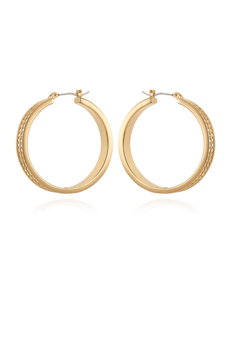 Gold-Tone Crystal Hoop Earrings, Main, color, Gold