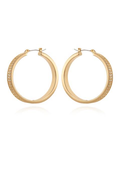 Gold-Tone Crystal Hoop Earrings