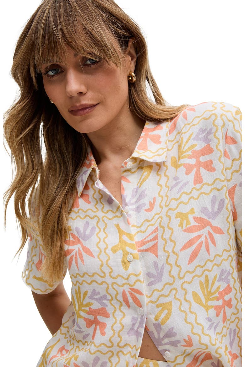 Matisse Button Down Patchwork Floral Print Shirt, Alternate, color, Multi