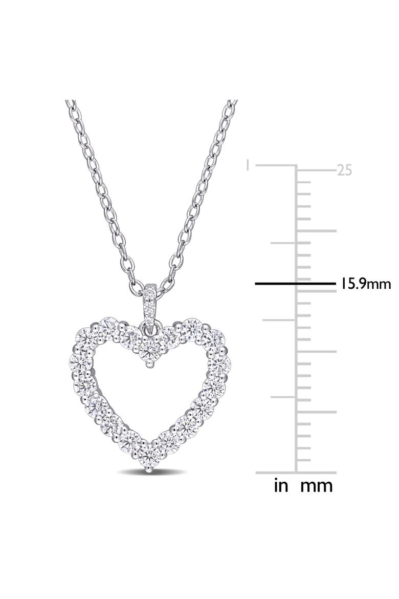 Moissanite Open Heart Pendant, Alternate, color, Sterling Silver