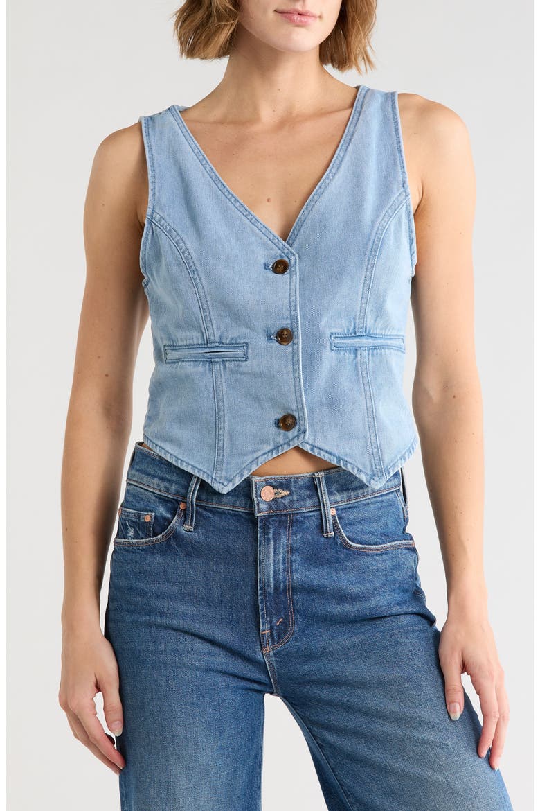 V-Neck Denim Vest, Main, color, LIGHT BLUE DENIM