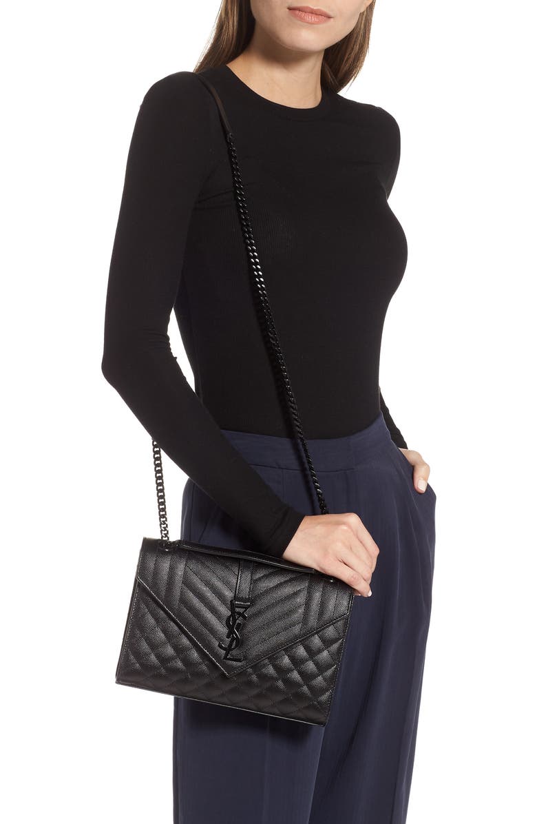 Saint Laurent Medium Monogram Quilted Leather Shoulder Bag, Alternate, color,