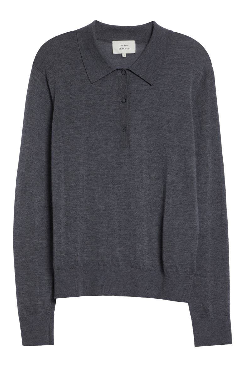 Miles Long Sleeve Cashmere Polo Sweater, Alternate, color, ANTHRACITE MELANGE